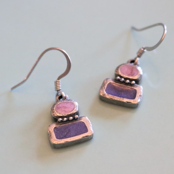 Pewter & Purple Earrings - Picture 1 of 1